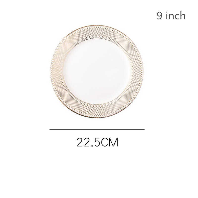 European Style Gold Side Steak plates Retro Tableware Western food plates Dessert Tray Kitchen Dinner Ceramic Pasta plates: A2  9 inch