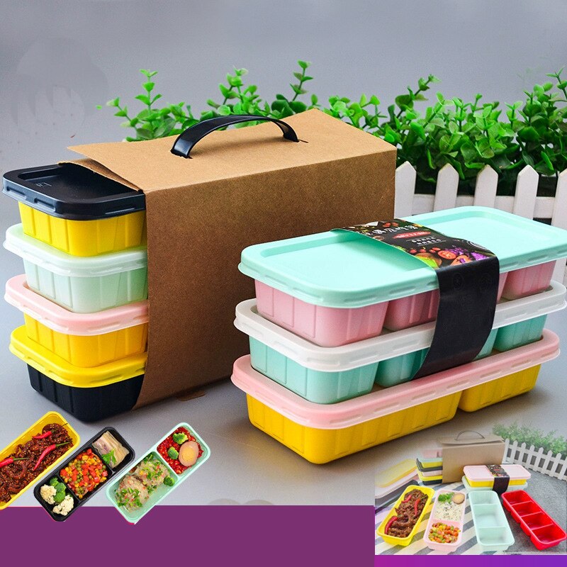 50pcs Microwavable Disposable color rectangular lunch box Sauce box Cracker box Food containers take-out 700ml