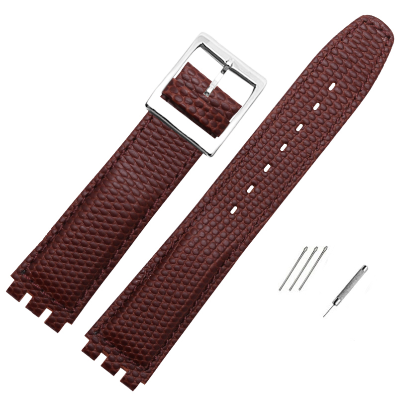 17Mm Hagedis Patroon Horloge Band Lederen Band Vervangende Polsband Voor Swatch Ycs Yas Ygs Zwart Bruin Wit Armband: SMOKEY MAUVE