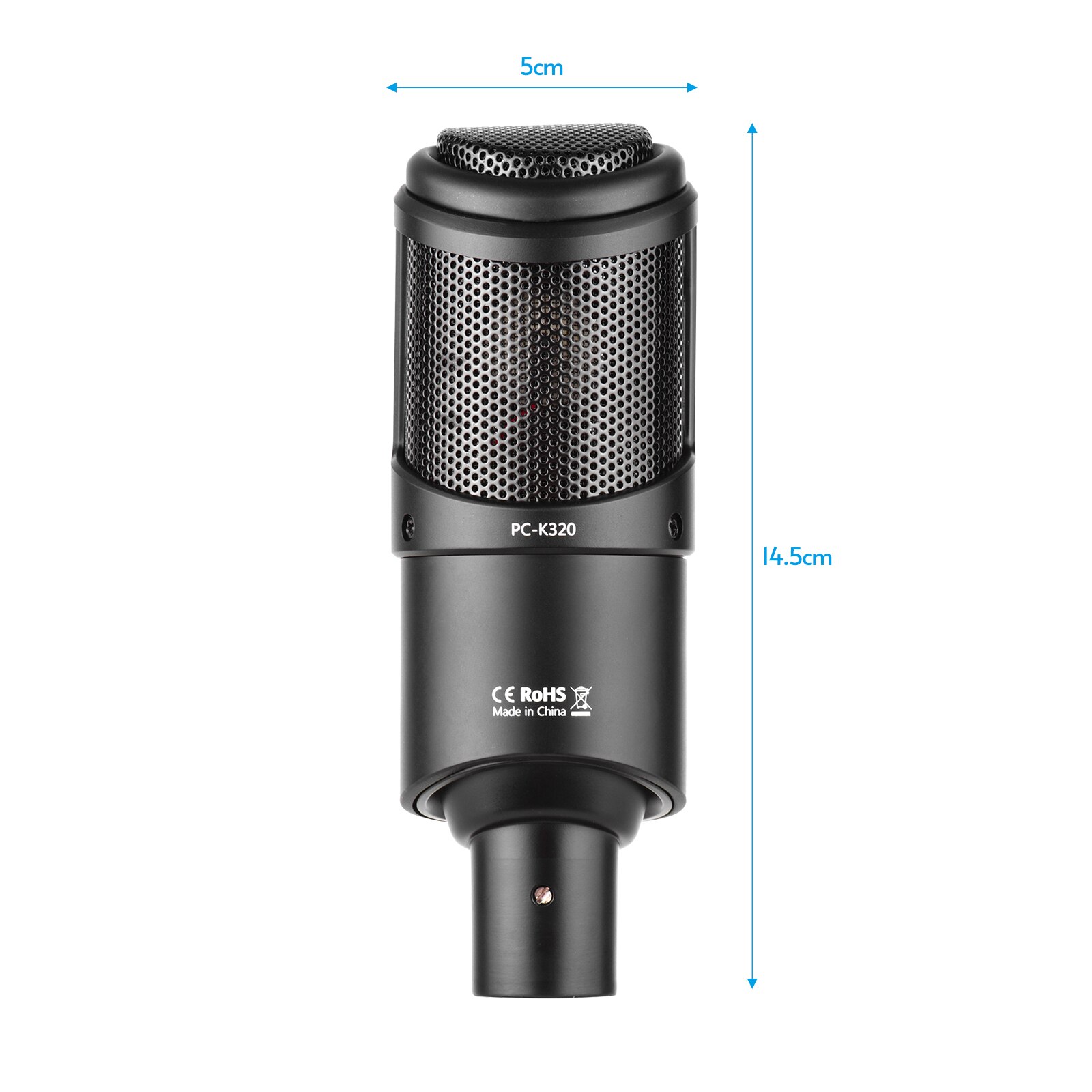 TAKSTAR PC-K320 Side-address Microphone Wired Condenser Mic Cardioid Pickup Pattern with Shock Mount and Tripod for Recording