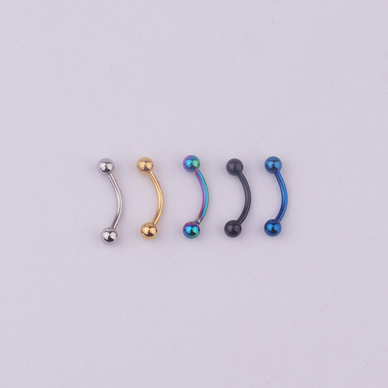 1pcs/lot 6/8/10mm Surgical Steel 3mm Ball Eyebrow Piercing Curved Barbell Lip Ring Snug Daith Helix Rook Earring: Multicolor / bar length 10mm