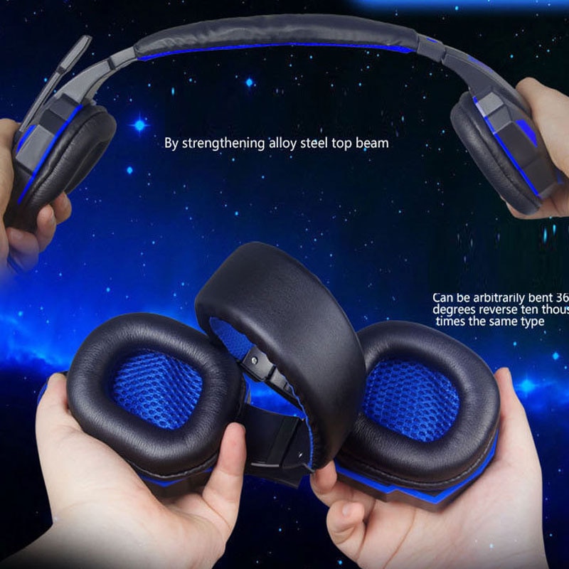 Gaming Headset with Mic and LED Light for Laptop Computer 3.5mm Wired Noise Isolation Volume Control Gaming Headphone
