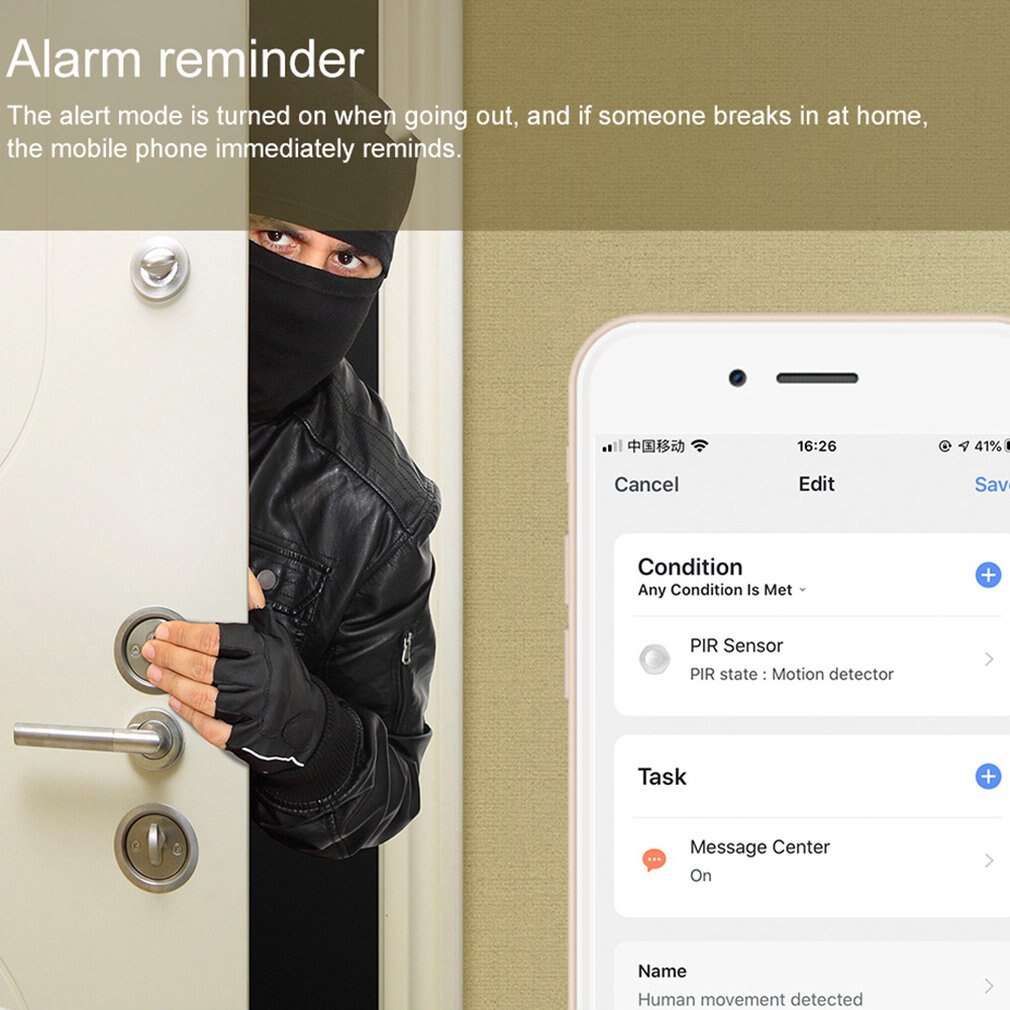 Wifi Human Infrared Sensor Lithium Battery Power Supply Device Mobile Phone App Alarm Graffiti Anti-Disassembly Alarm Sensor