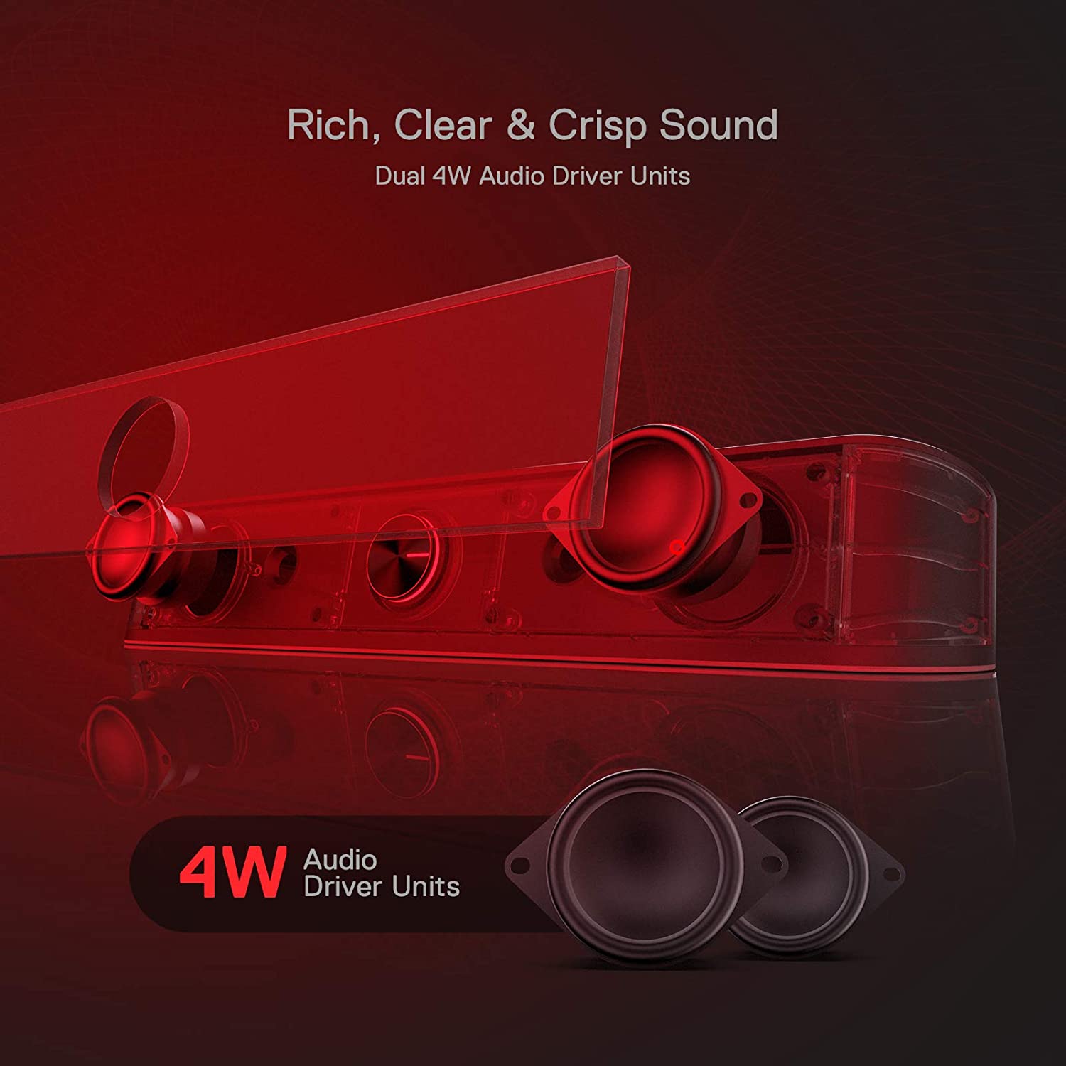 Redragon GS560 RGB Desktop Soundbar 2.0 Channel Computer Speaker Dynamic Lighting Bar Audio-Light Sync/Display Touch