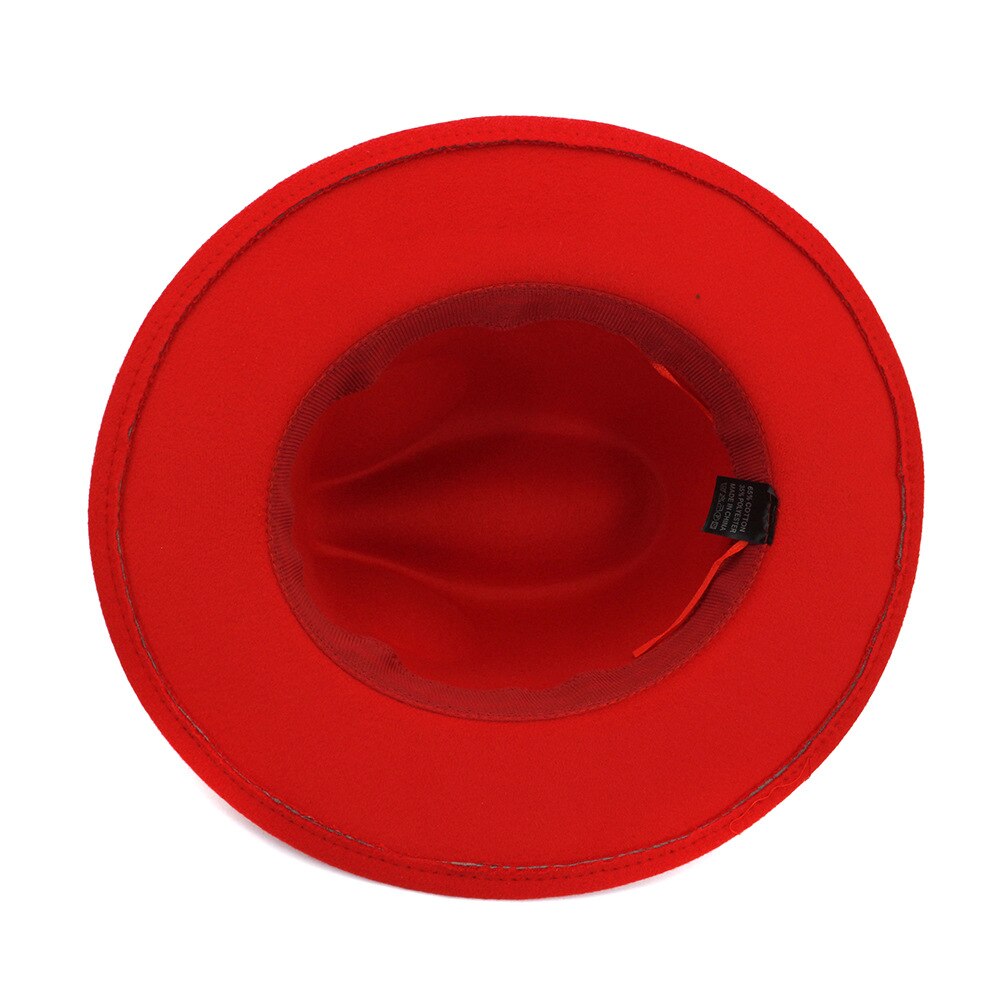 HanXi Women Hat Wool Fedoras Felt Hat Flat Brim Cap Twist Band
