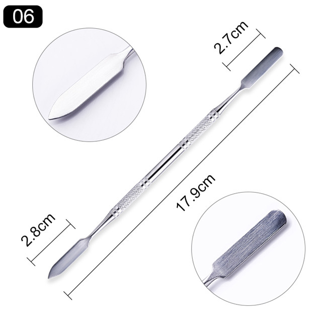 Empujador de cutículas de doble punta de acero inoxidable, producto para eliminar la piel muerta, pedicura, cuidado de las uñas, 1 ud.: plum
