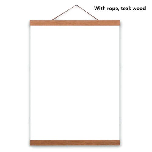 21/30/40/50/60cm magnetisk træ fotoramme væg plakat billede rulle kunstværk bøjle: Teak / 60cm