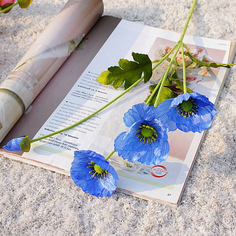 Kunstbloemen klaprozen boeket feest huis kunstbloemen huisbenodigdheden decoratie huisdecoratie: Blauw