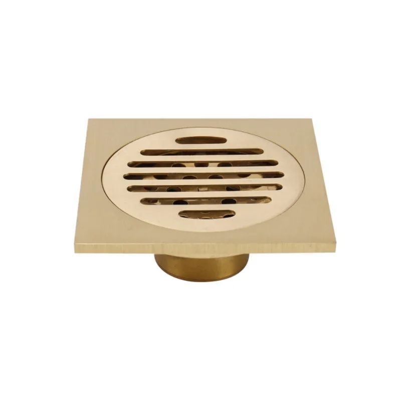 Desagüe de suelo dorado de 10x10cm, drenaje grueso de latón para prevención de olores, ducha, baño, balcón, lavadora, desagüe de suelo: Negro