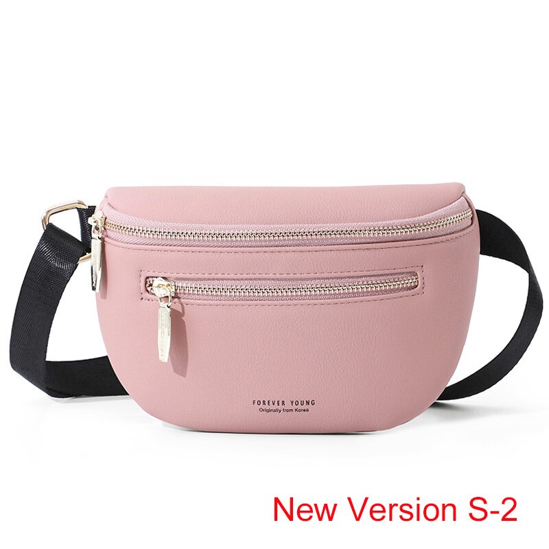 WEICHEN Multi-functiona Women Fanny Pack Ladies Messenger Shoulder Chest Bag Female PU Leather Waist Bag Women&#39;s: Dk Pink S2