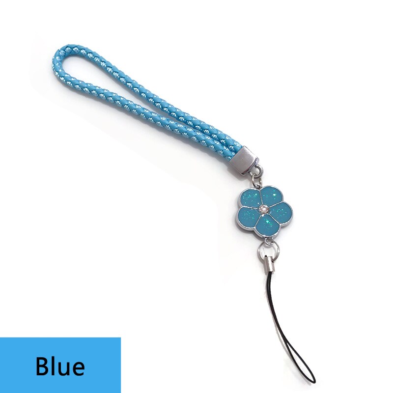 10 Colors Phone Braided Lanyard for Keys ID card USB stick Cell Phone Strap flower Weave rope Non-slip Short Lanyards Universal: Blue
