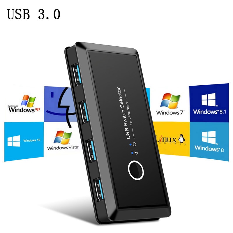 Usb kvm switch box usb 3.0 2.0 switcher 2 ports stk deler 4 enheder til tastatur mus printer monitor med 2 usb kabel