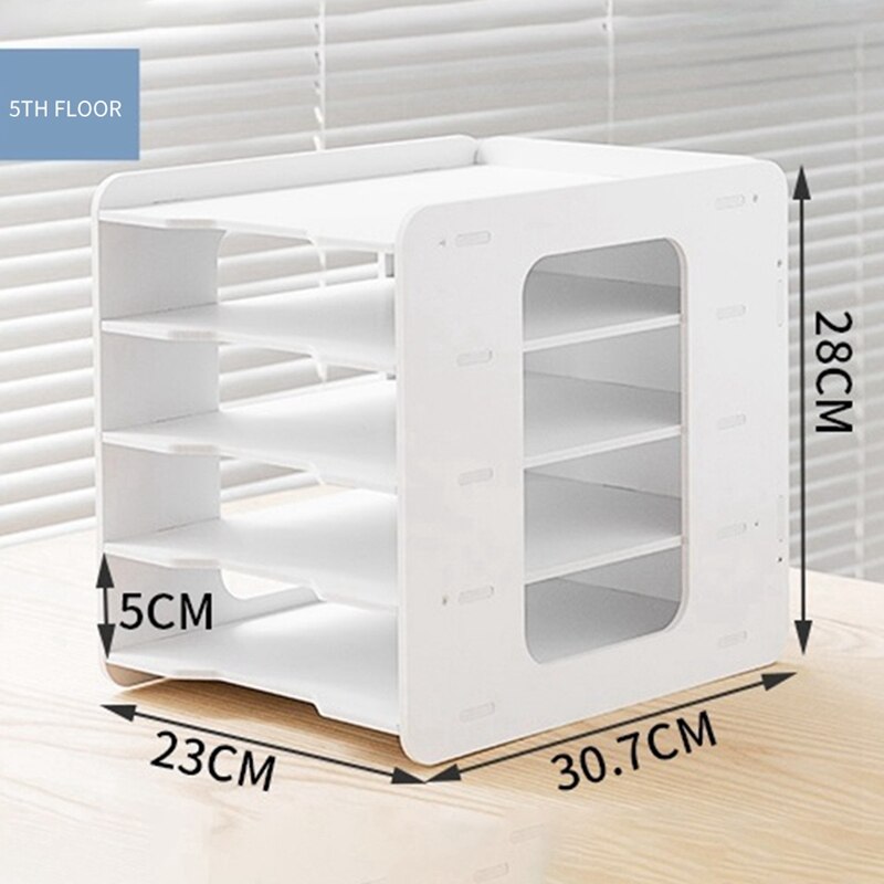 5-Layer Desktop File Storage Rack A4 Data Rack Multi-Layer Storage Rack File Storage Cabinet for Office Computer Desktop