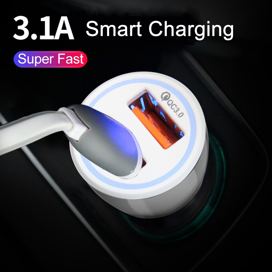 Mini cargador USB Dual para coche, dispositivo de carga rápida QC 3,0 3.1A para Xiaomi Mi9 Mi8 mi 8 9 A2 lite Redmi note 9 8 7 Pro