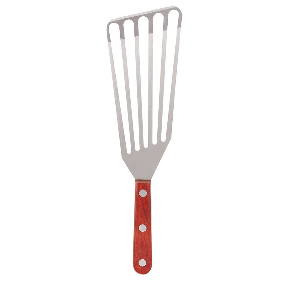 Multifunktions stekspatel i rostfritt stål med trähandtag slitsad vändare spade spatel kök matlagning grillverktyg: Default Title