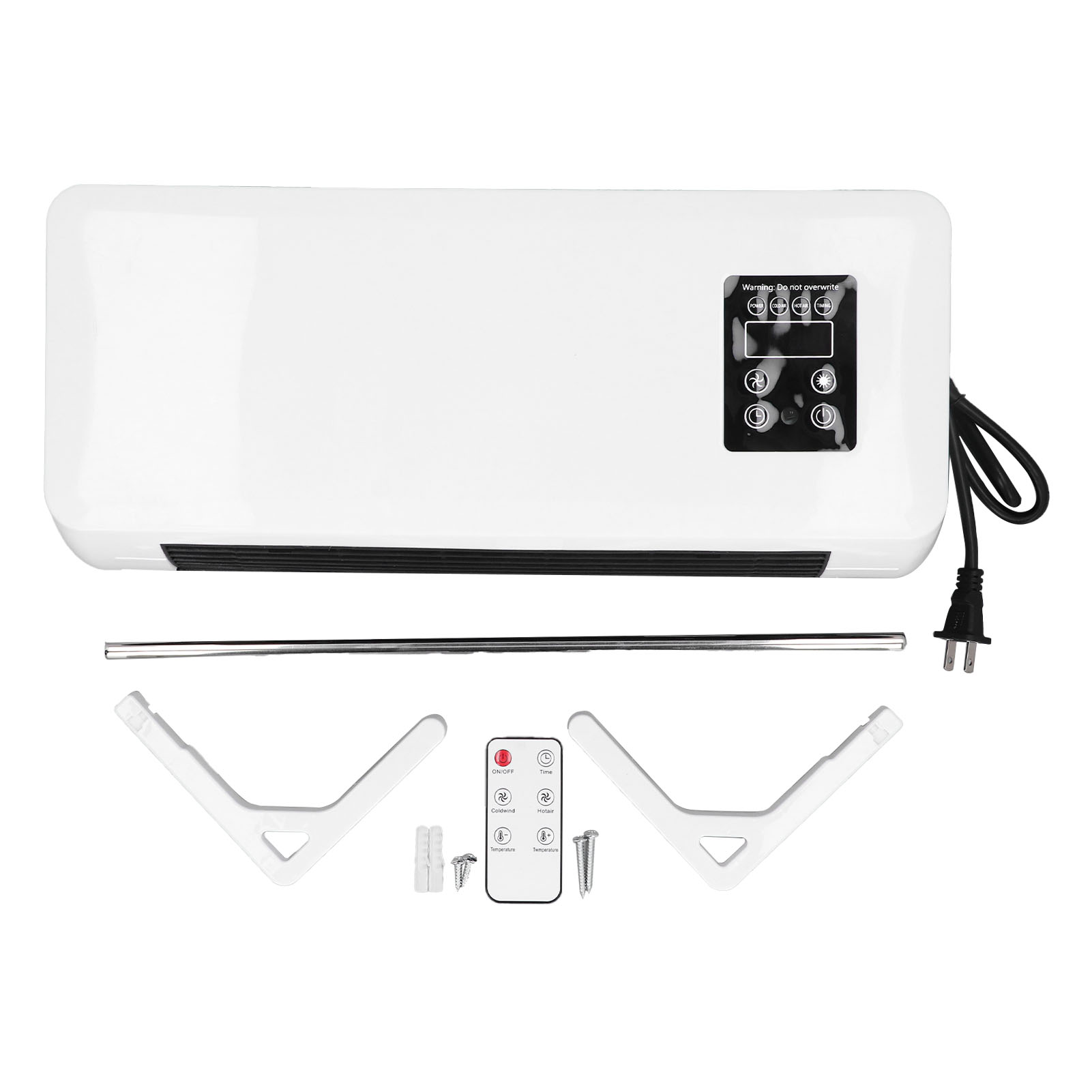 Wandgemonteerde airconditioner/verwarming met instelbare twee standen, draagbaar touchscreen, geschikt voor kantoor en slaapkamer.: Zwart