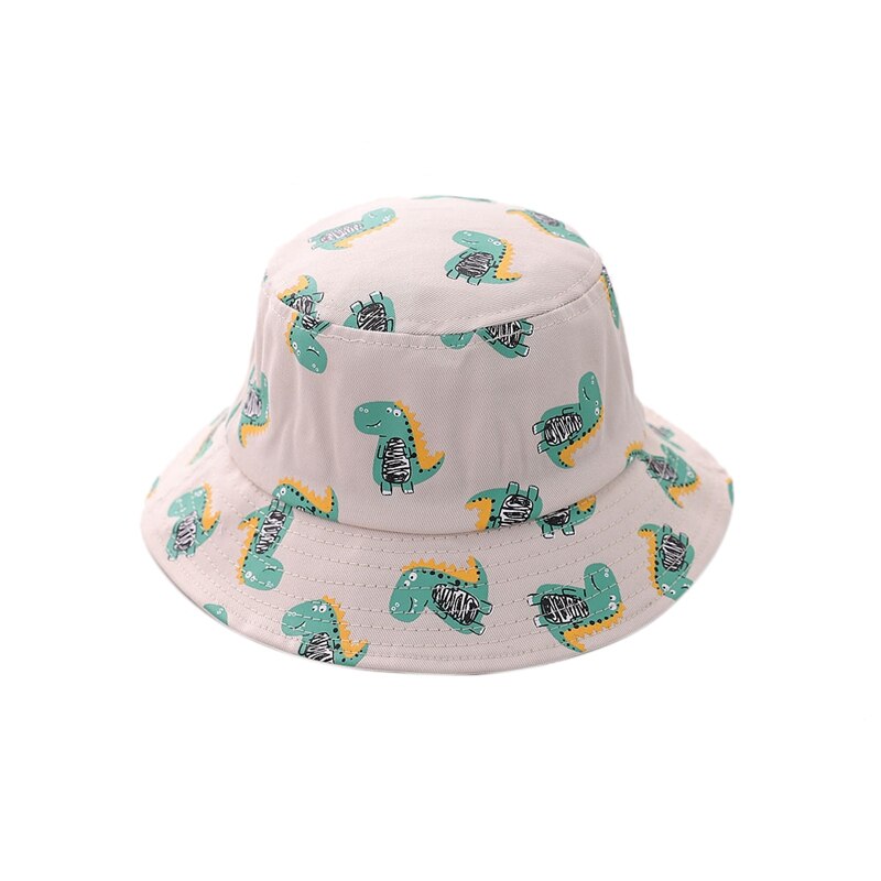 Dinosaure impression chapeau bébé chapeau dessin animé chapeau coton seau chapeau enfants été chapeau de soleil enfant en bas âge garçons filles chapeau: Beige