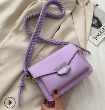 Gevlochten Schouderband Kleine Pu Lederen Crossbody Tassen Voor Vrouwen Lady Schouder Handtas Vrouwelijke Luxe Flap Bag: Lavendel