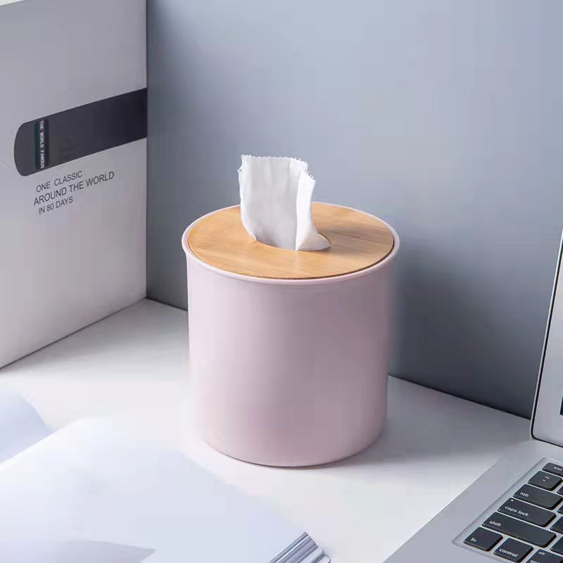 Round tissue holder Plastic Paper Rack Bamboo Roll Paper Napkin Tray Office Table Accessories Papers Holder tissue holder napki