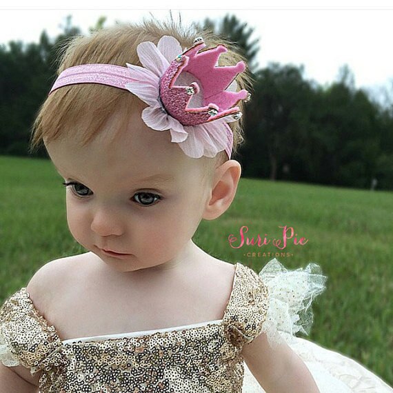 Accessoires de cheveux en dentelle pour bébés filles, couronne florale, perle pour -né, d&#39;anniversaire pour enfants