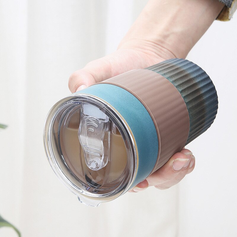 Thermische Isolatie Hittebestendig Mark Koffie Porseleinen Beker Met Deksel En Stro Creatieve Auto