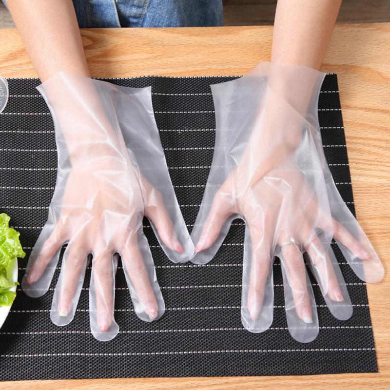 100Pcs Disposable Gloves For Industrial Restaurant Cleaning Gloves Kitchen One-off Plastic Glove Clear Disposable Food Gloves