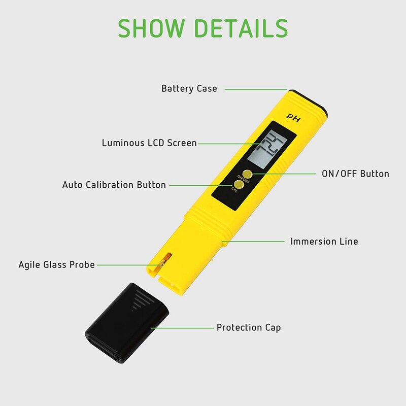 PH Tester Pen for Water,Portable High-Precision PH Acidity Meter PH Monitoring Instrument PH Water Detection Instrument