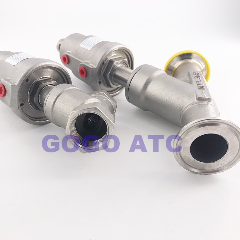 Stainless steel pneumatic Angle seat valve female thread welding clamp Y type high temperature steam Angle seat valve
