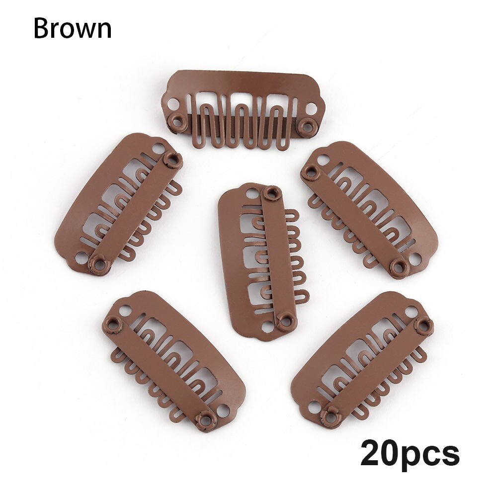 Extensión de pelucas de Metal en forma de U para mujer, pinzas de presión fijas, soporte de cola de caballo, horquillas, pasadores, accesorios para el cabello de 32/28/24mm, 20 Uds.