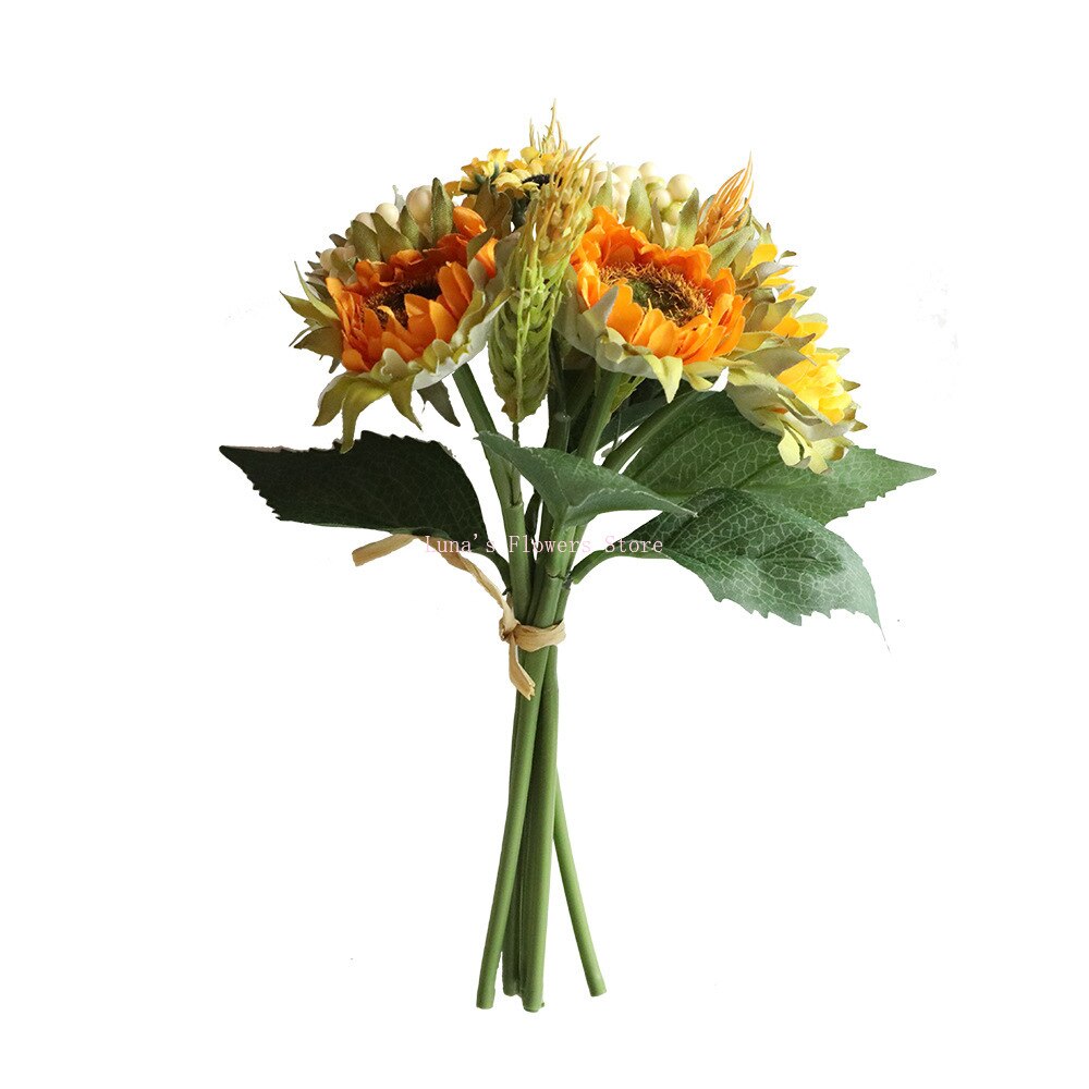 27CM Beautiful Sunflower Bouquet Silk Flower Artificial Flower Home Garden Party Wedding Decoration DIY