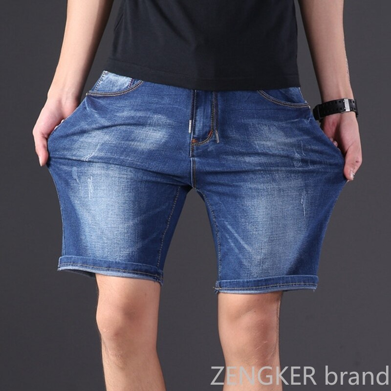 Extra stora jeansshorts för män oversized herr elastisk midja knälängd sommar lösa shorts herr plus storlek 9xl 8xl 7xl 6xl