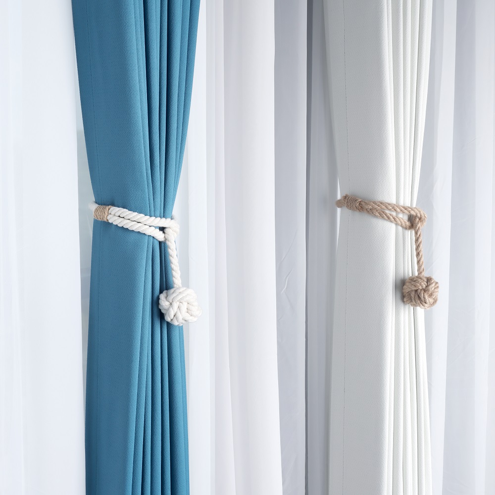 Corbatas de cáñamo con forma de bola, sujetadores de Cortinas Vorhang, Clips de cuerdas hechos a mano de punto, decoraciones para el hogar al aire libre: Morado