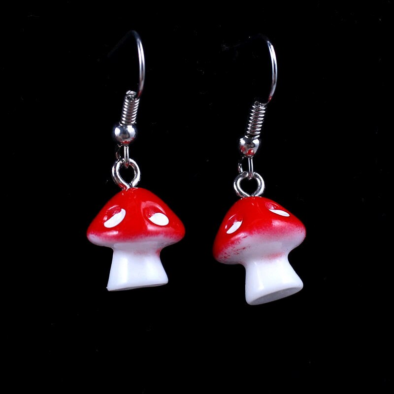 Boucles d'oreilles pendantes en forme de champignon pour femmes et filles, bijoux mignons faits à la main, 8 couleurs, 1.2x3.3cm, petits: 1