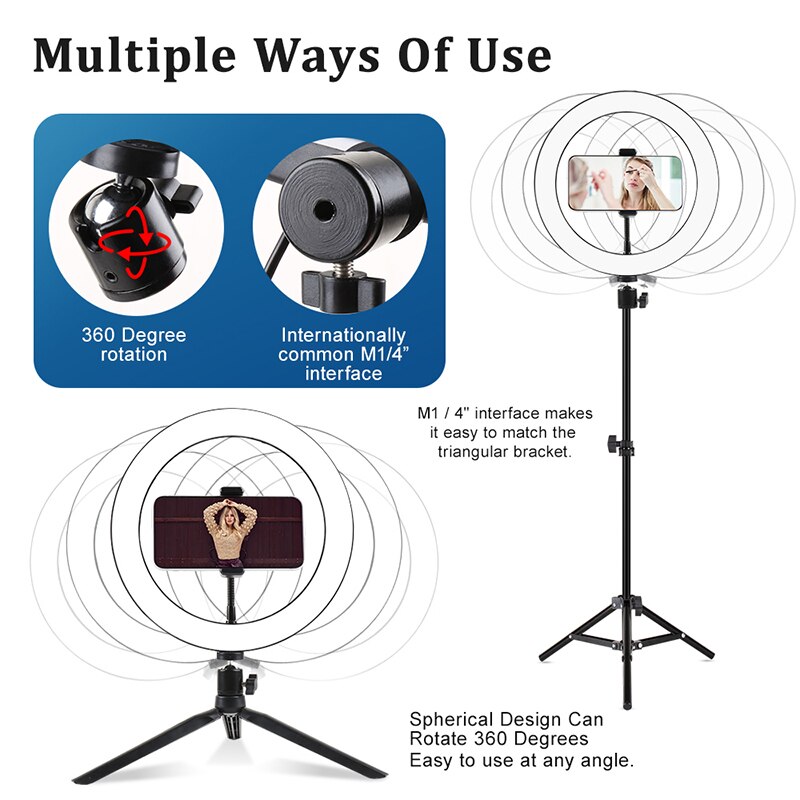 Selfie Stativ LED Ring Licht 10 inch Dimmbar 3200-5500 Farbe Modi Flexible Handy Runde Lampe Für ringlight Tiktok