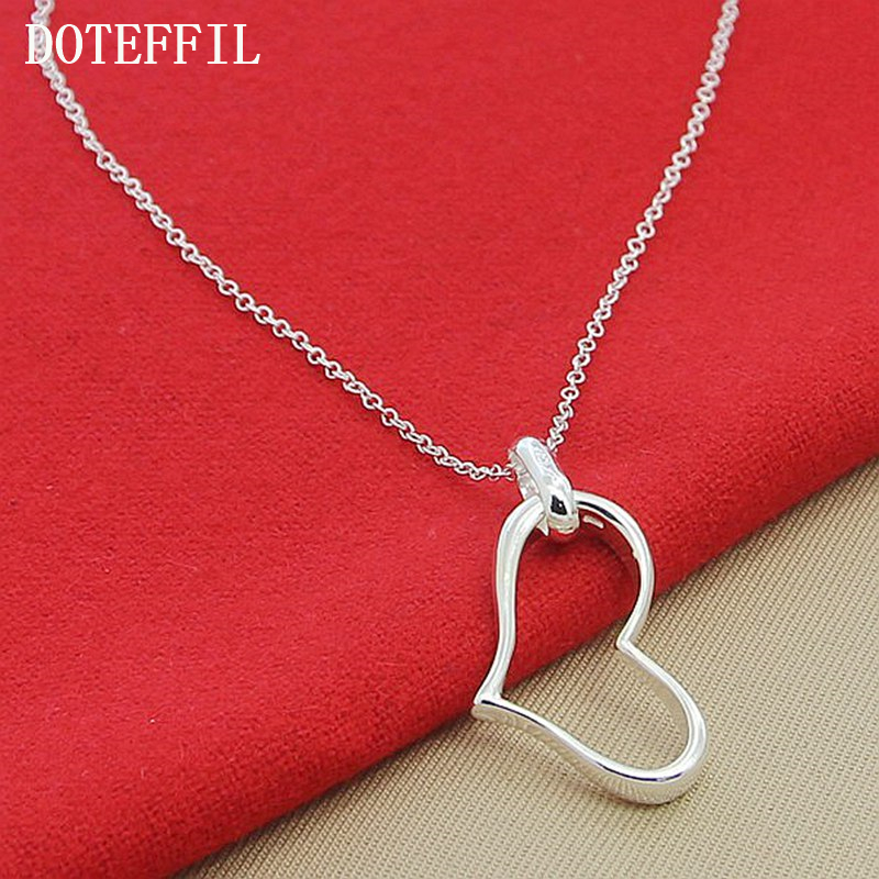 DOTEFFIL Dell'argento Sterlina 925 Del Pendente Del Cuore Della Collana 18 Pollici A Catena Per La Donna di Modo di Cerimonia Nuziale di Fidanzamento Del Partito Dei Monili di Fascino
