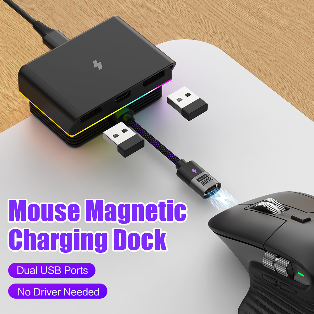 RGB Mouse Magnetic Charge Dock for Logitech G PRO X SUPERLIGHT 2 MX Master 3S 3 Anywhere VGN VXE R1 Max AJAZZ AJ199 Attack Shark
