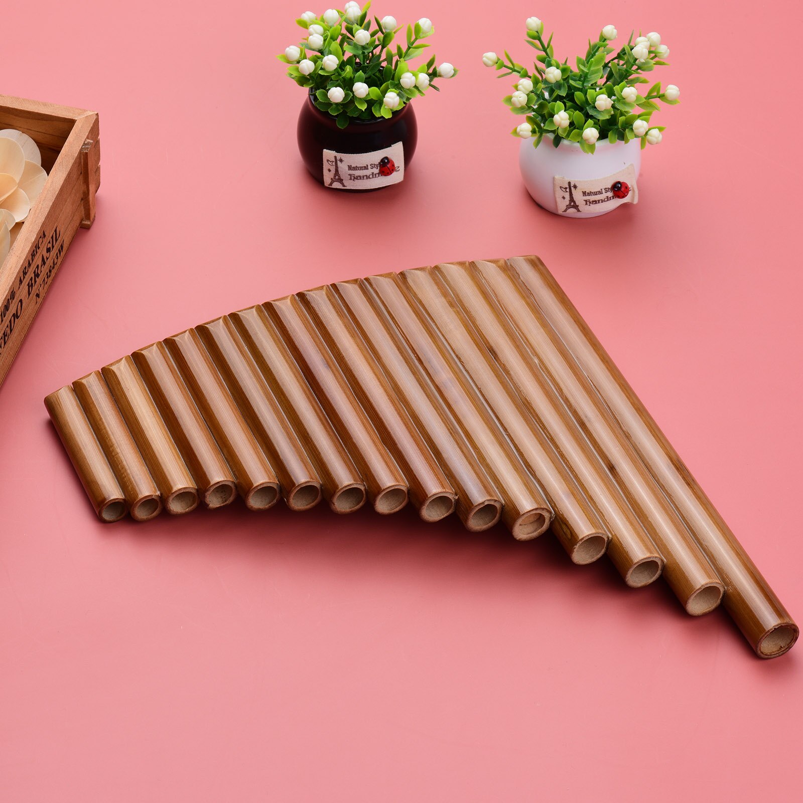 Muslady 15 Pijp Pan Fluit G Sleutel Pan Buizen Natuurlijke Bamboe Panpipes Chinese Traditionele Houtblazers Instrument Met Draagtas