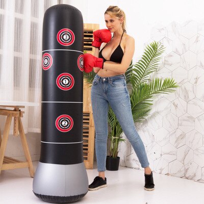 Inflatable Stress Punching Tower Bag Boxing Standing Water Base Training Fitness Pressure Relief Bounce Back Sandbag 1.6M: 1.6m printed