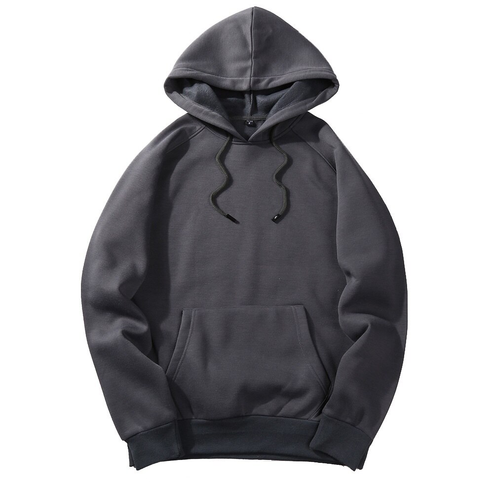 5 färger enfärgad herr höst vinter casual hoodies tjocka huvtröjor: Mörkgrå / Asiatisk storlek xl