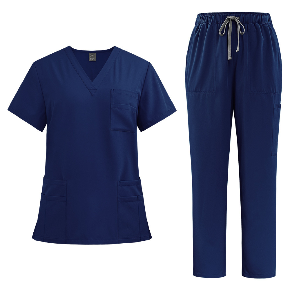 Conjunto de dos piezas de uniforme de enfermera neutro y uniforme de hospital con cepillo de mano para enfermeras, médicos y personal de enfermería: S / green