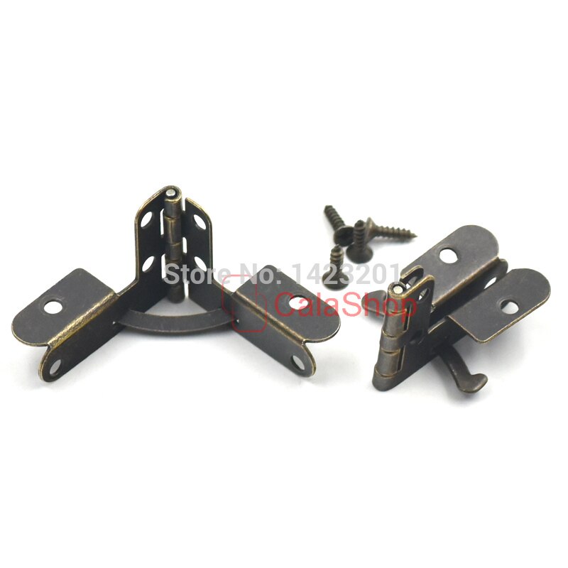 20 Pcs / Lot Metal Hinges for Wooden Jewelry Box Cabinet Drawer Furniture Folding Table With Screws Bronze Gold