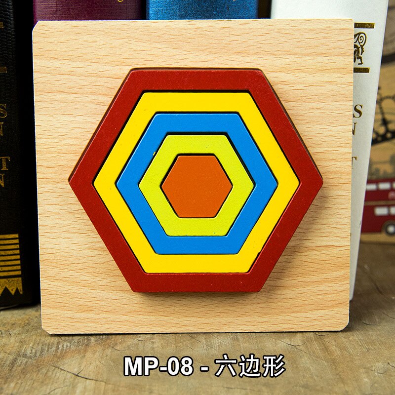 Nuovo colorato Montessori forma geometrica bordo Puzzle giocattolo di apprendimento del legno Baby Boy Girl giocattoli educativi in legno per bambini: MP-08