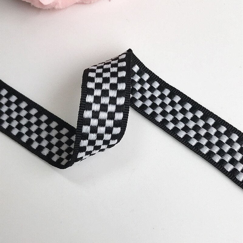 Polyester Black White Plaid Webbing Computer Jacquard Webbing Plaid Clothing Hats Luggage Decorative Webbing Sewing Accessories: 2.5CM A