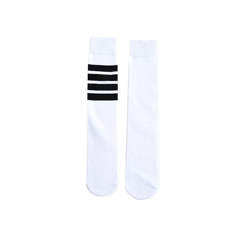 1 Pair Spring Autumn Winter Cotton Lace Double Needle Children Breathable Socks Solid Baby Girls Knee Socks School: WZ0006-White