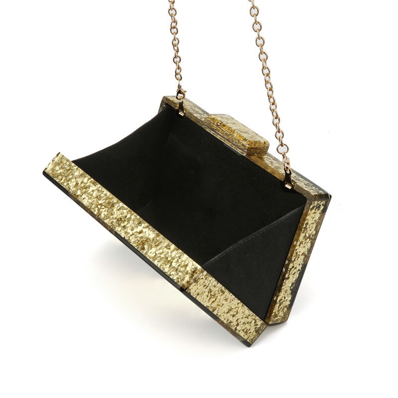 Goud Glitter Solid Black Acryl Sluiting Bolsa Feminina Luxe Handtassen Vrouwen Dames Handtassen Acryl Clutch Doos Zakken