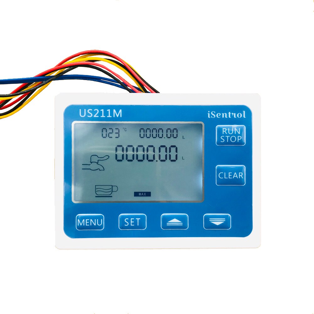 US211M Water Flow Meter and YF-B6-T Hall Water Flow Sensor Brass G3/4" 2-45L/min 24V Turbine Flowmeter with NTC50K Temperature: digital flow meter