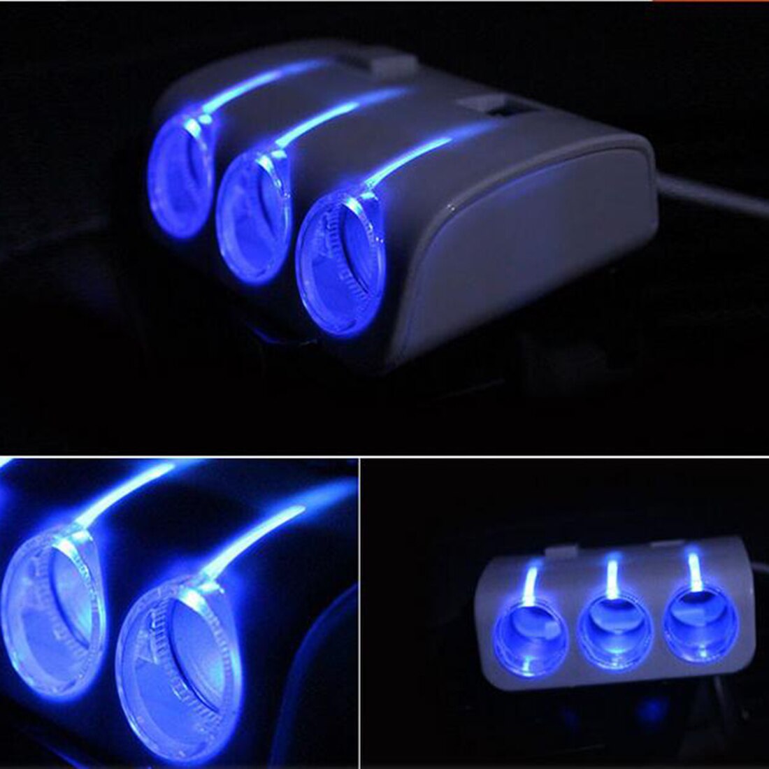 Dewtreetali 3 stopcontacten 120w auto sigarettenaansteker splitter 2 usb poorten oplader adapter met schakelaar