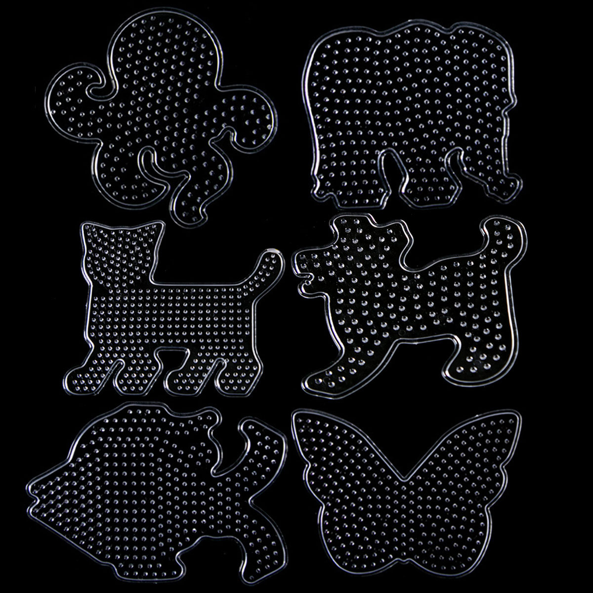 4/6-Pack 5mm Fuse Bead Pegboards Transparent Plastic Ironing Bead Templates for DIY Crafts Jewelry Making Accessories