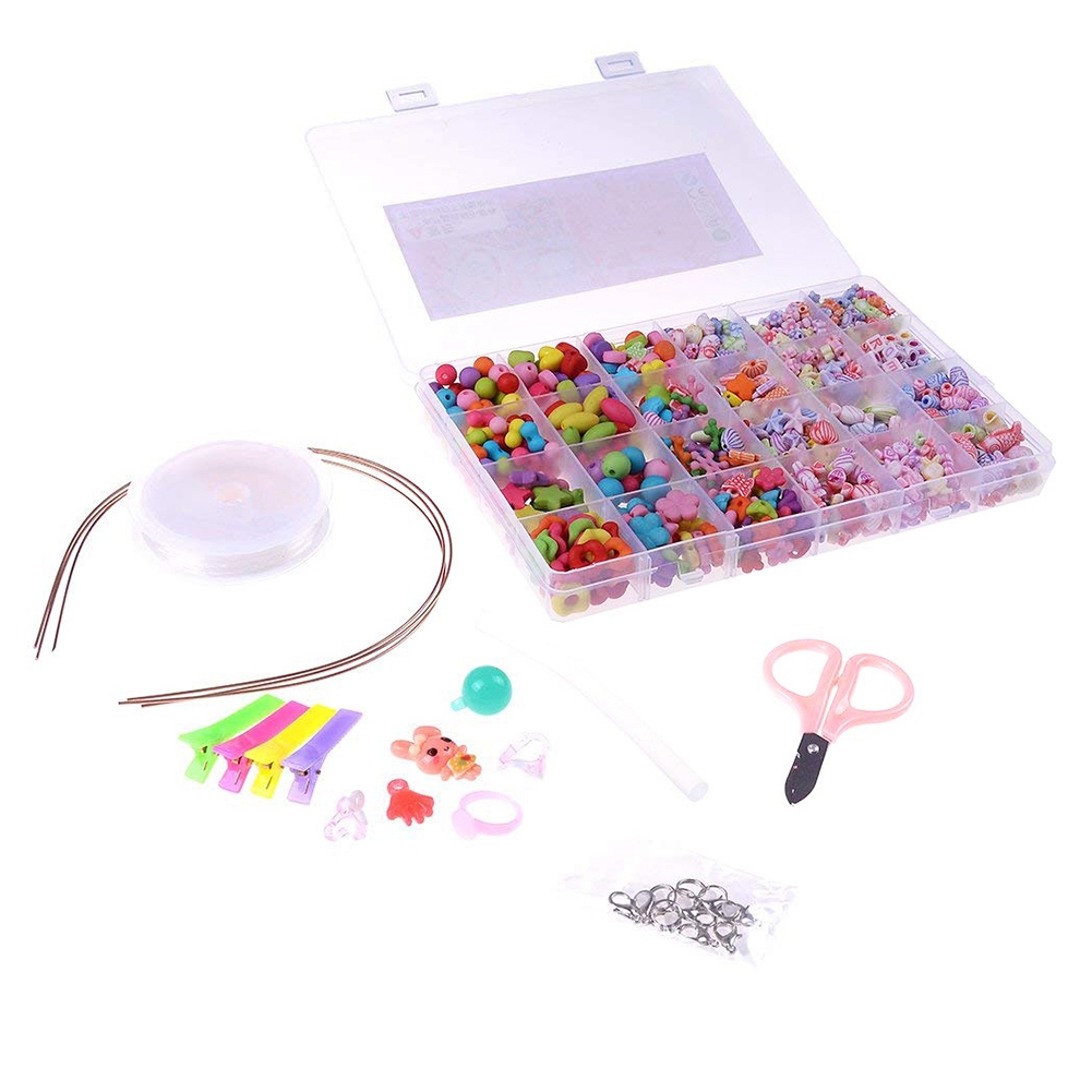 720 Stuks Kids Diy Armband Ketting Kralen Sieraden Maken Kleurrijke Acryl Kralen Met Bonus Accessoires Voor Meisjes