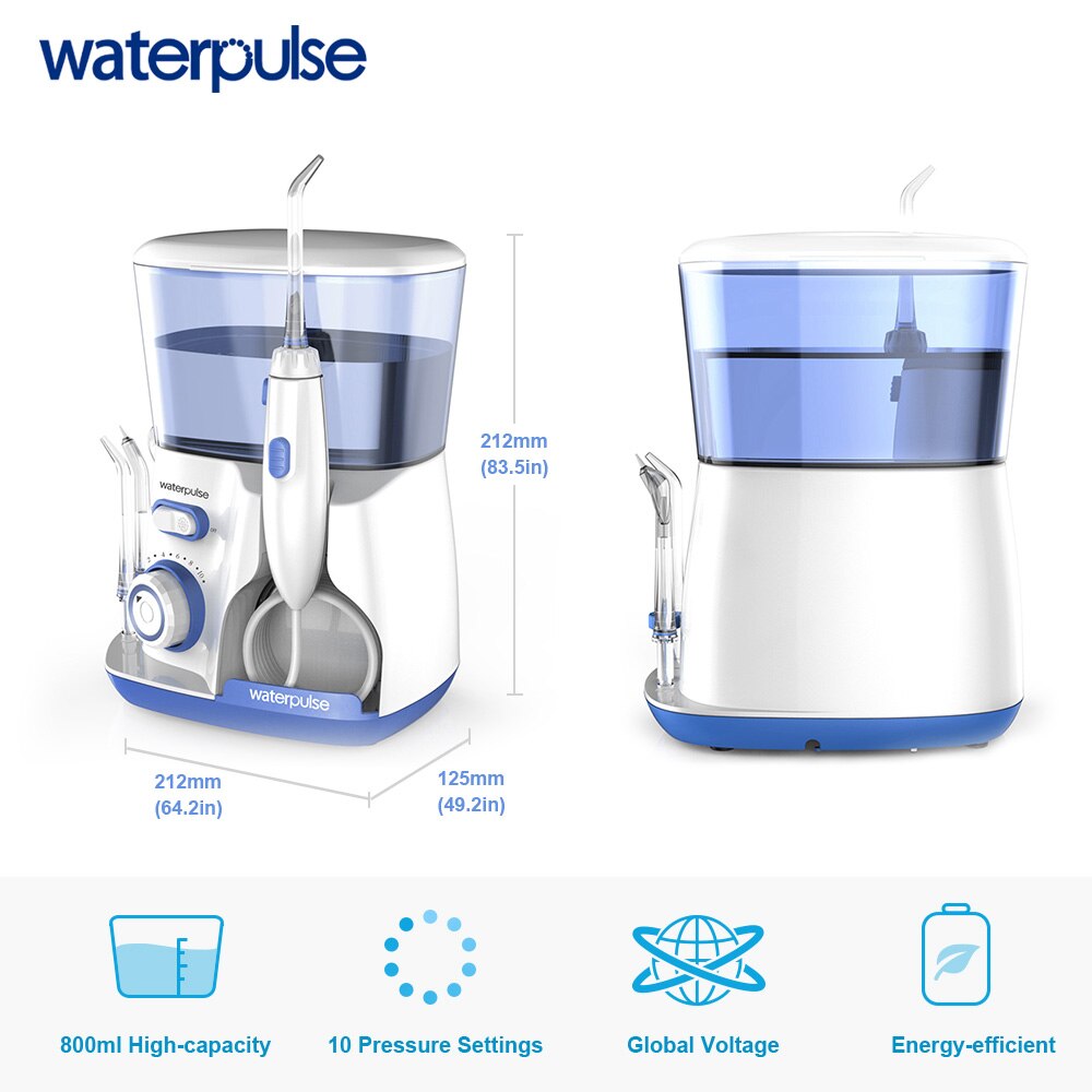 Waterpulse V300 Electric Oral Irrigator For Teeth Clean Dental Water Flosser 800ml Tank Oral Hygiene Cleaning 5 Jets Set
